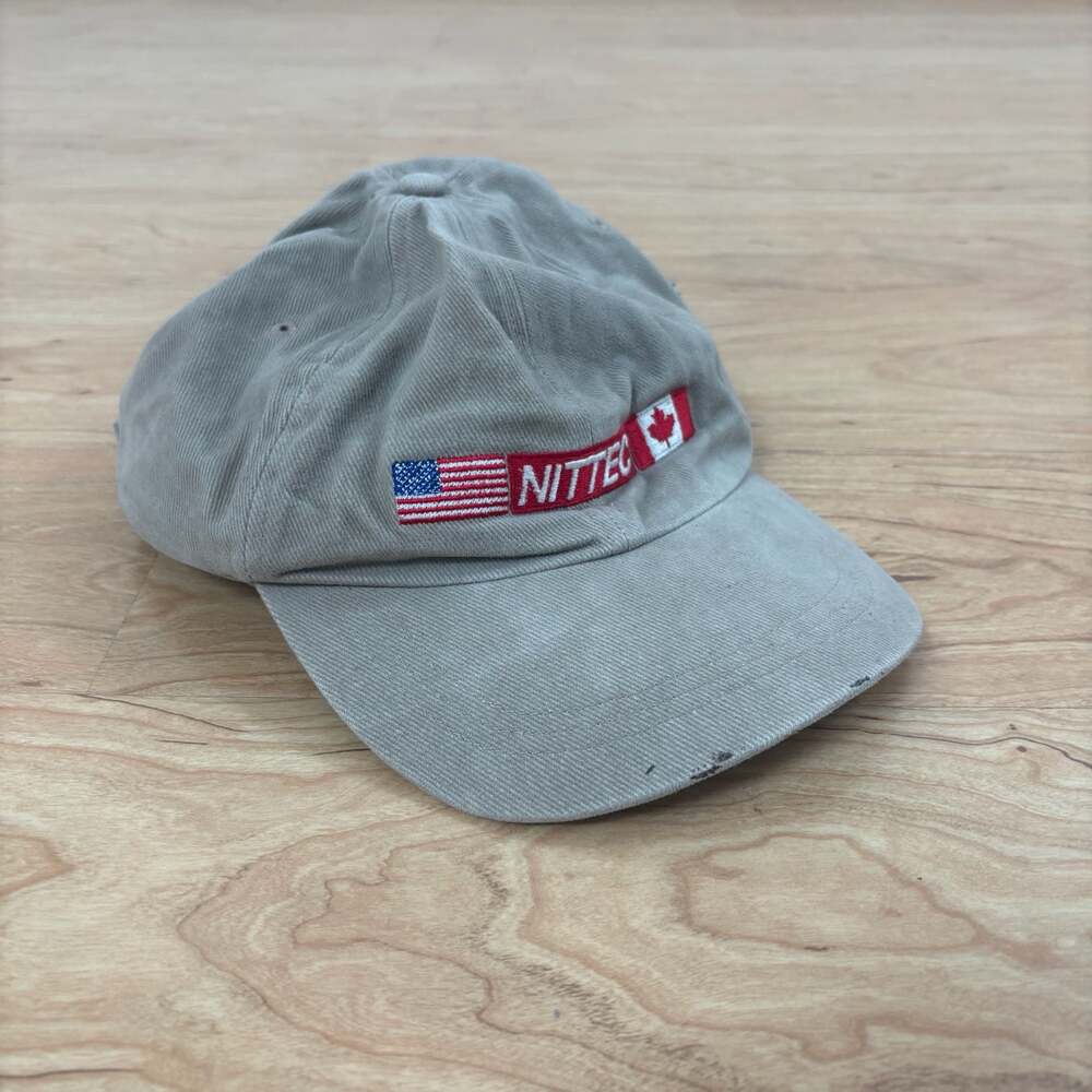 Velocity Nittec USA Canada Flag Embroidered Khaki Corduroy Baseball Cap Hat
